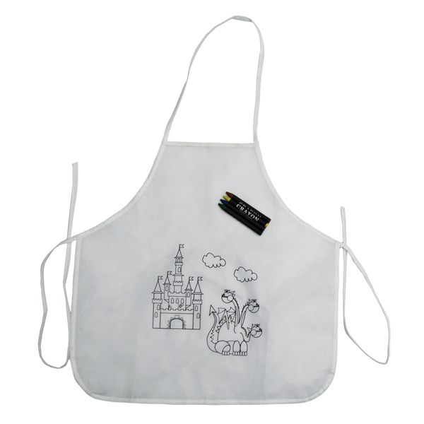 White Line apron with crayons, white photo