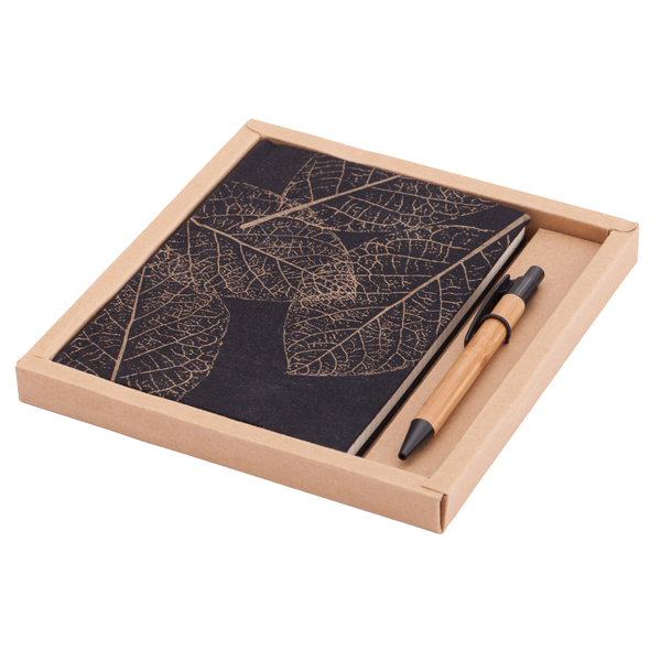 Porto notepad with ballpen set, brown photo