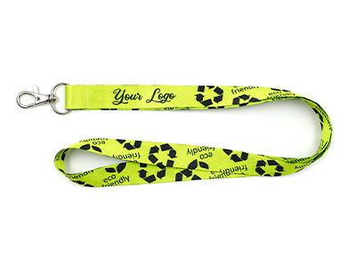 Lanyard ecologico personalizzato in rPET con moschettone e logo