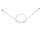 A blue flexible pencil tied in a knot